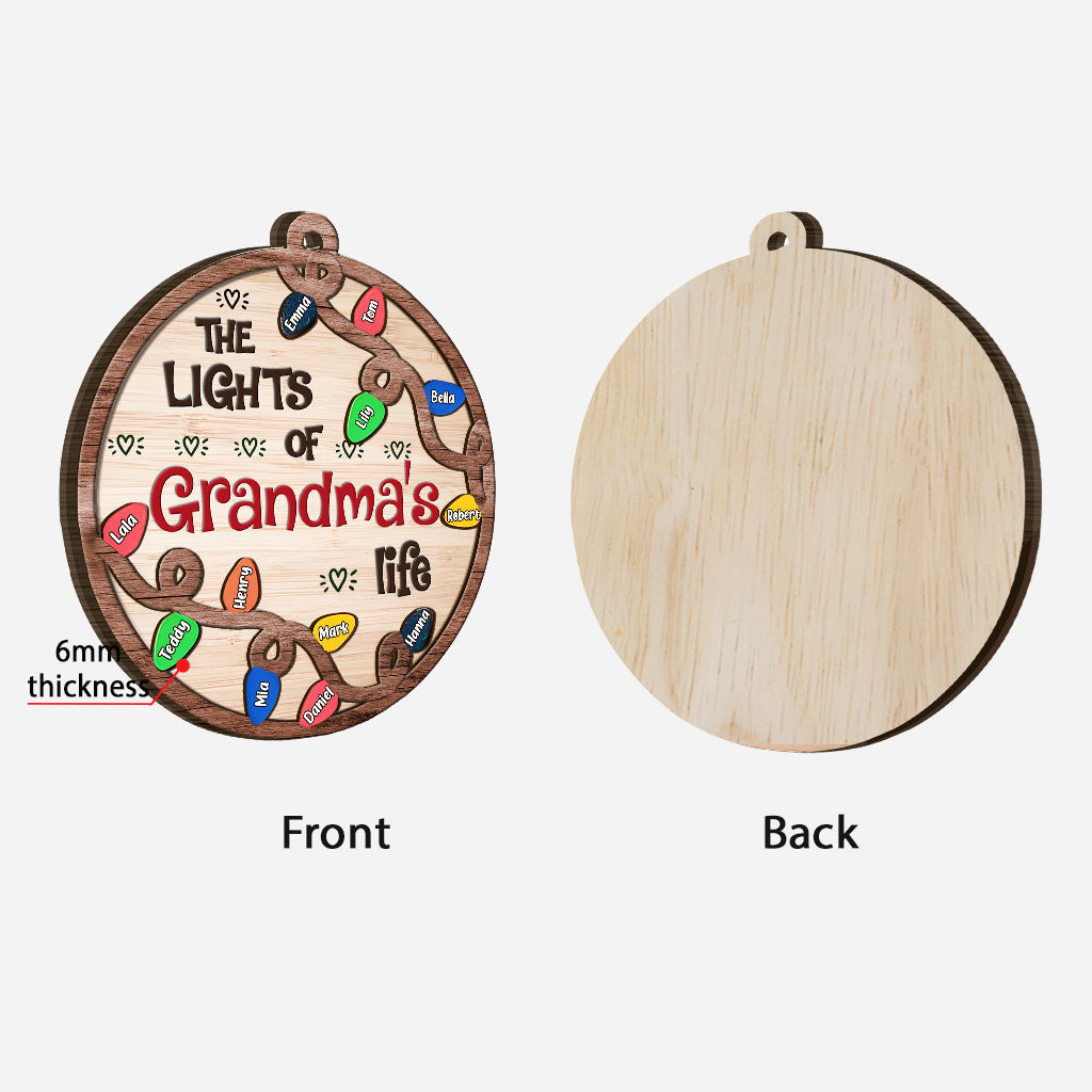 The Lights Of Grandma's Life - Personalized Grandma Layered Wood Ornament