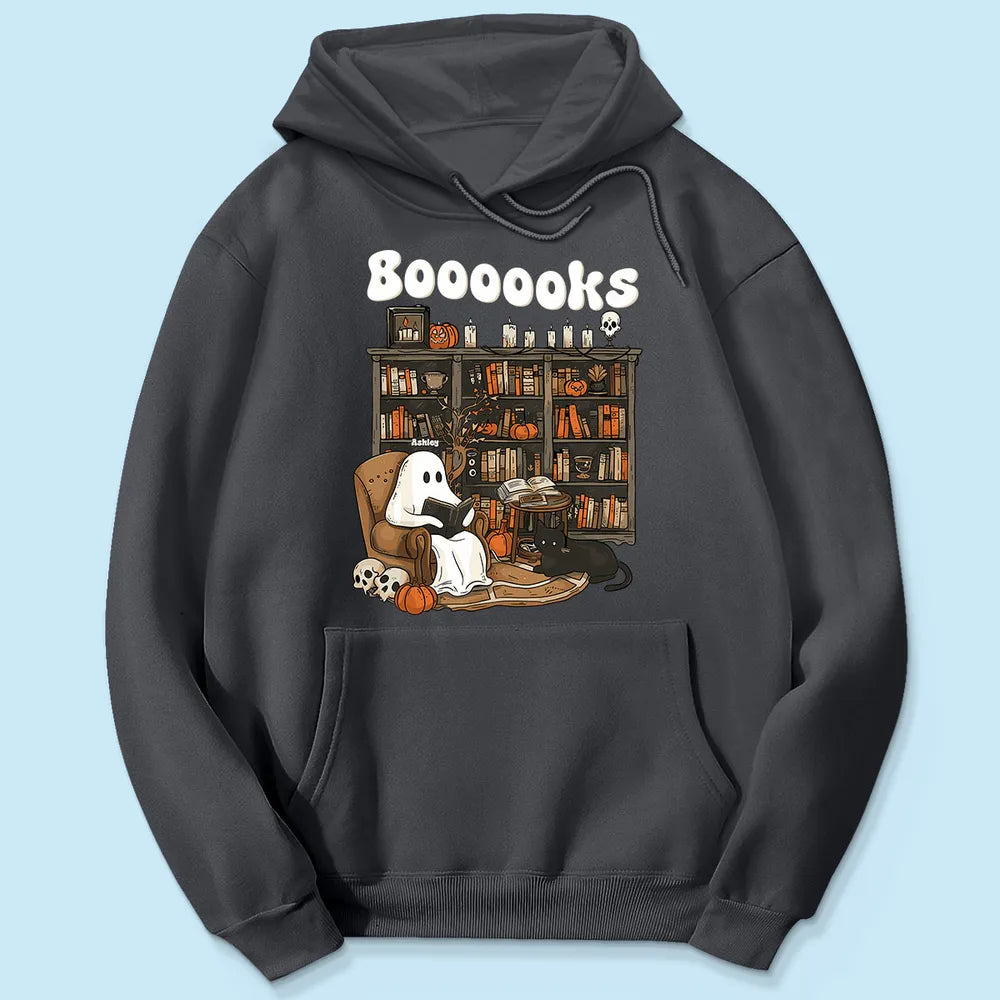 Personalized Boooooks Ghost Reading Books Classic Tee - Cute Retro Halloween Library Look, Unique Gift for Book Lovers