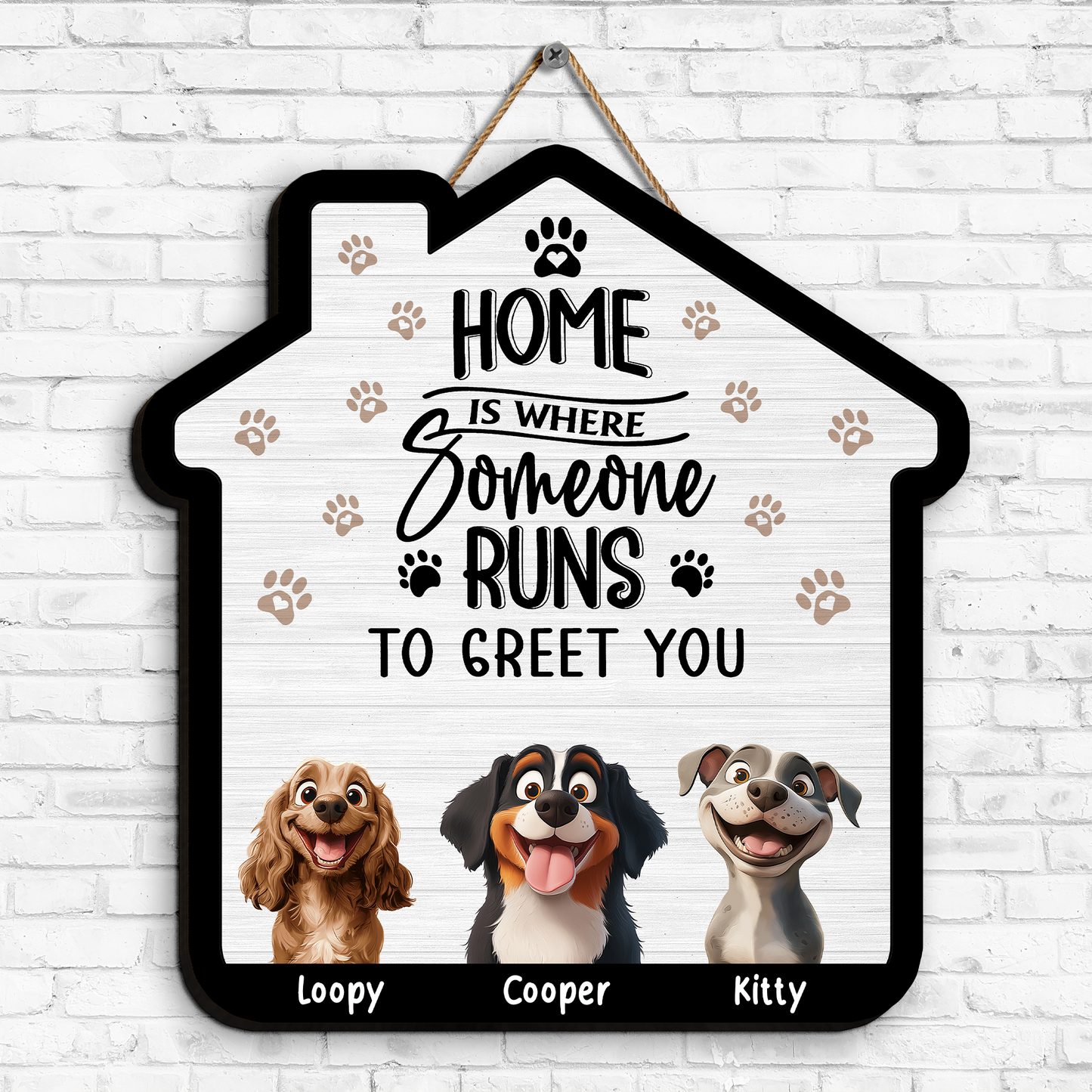 Cute Dog Family Wooden Sign – Perfect Home Decor for Pet Lovers