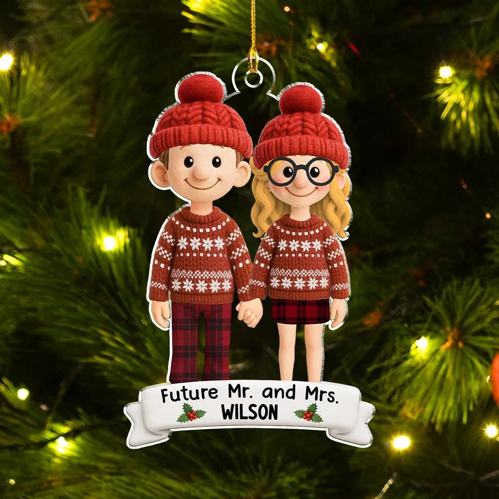 Christmas Acrylic Ornament with Couple Holding Hands, A Perfect Gift for Engagement Celebration