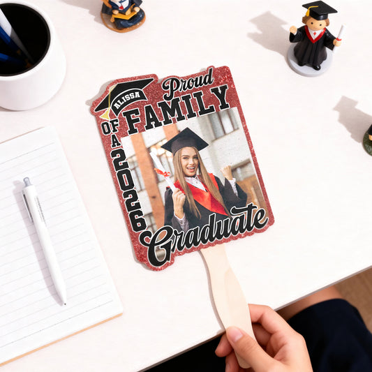 Personalized Graduation Photo Foam Board Fan, Proud Family Keepsake, Unique Gift for Grad Celebration