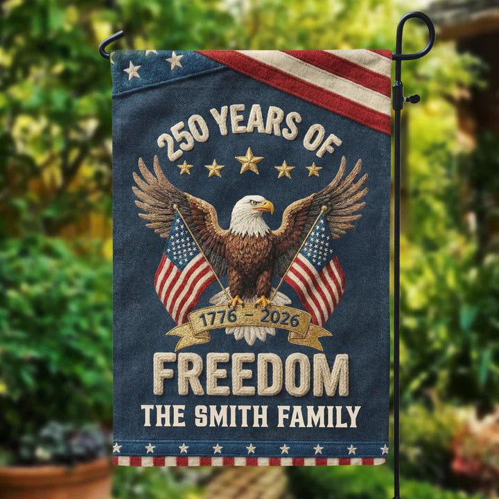 Personalized Garden Flag USA 250th Anniversary Eagle Design for Outdoor Display, Unique Patriotic Gift for Family