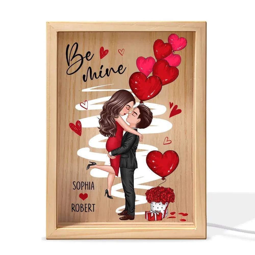 Be Mine Doll Couple Kissing - Valentine's Day Custom Frame Light Box - Personalized Romantic Scene