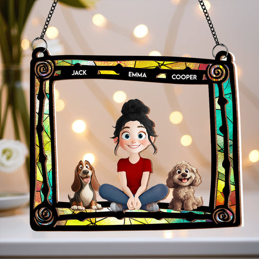 Custom Pet & Owner Wood Acrylic Ornament - Personalized Pet Lover Gift