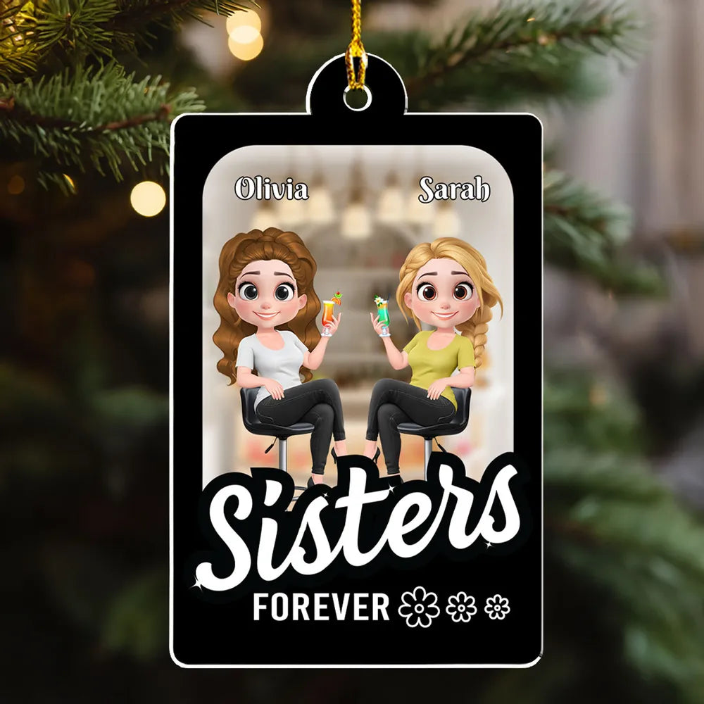 “Partners in Crime” Best Friend Gift - Personalized Acrylic Ornament for Sisters
