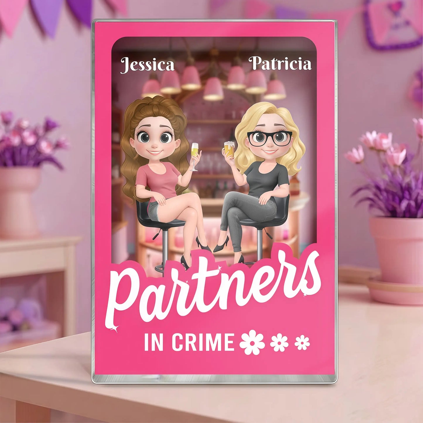 Partners in Crime” - Personalized Acrylic Block, Fun Gift for Sisters and Best Friends