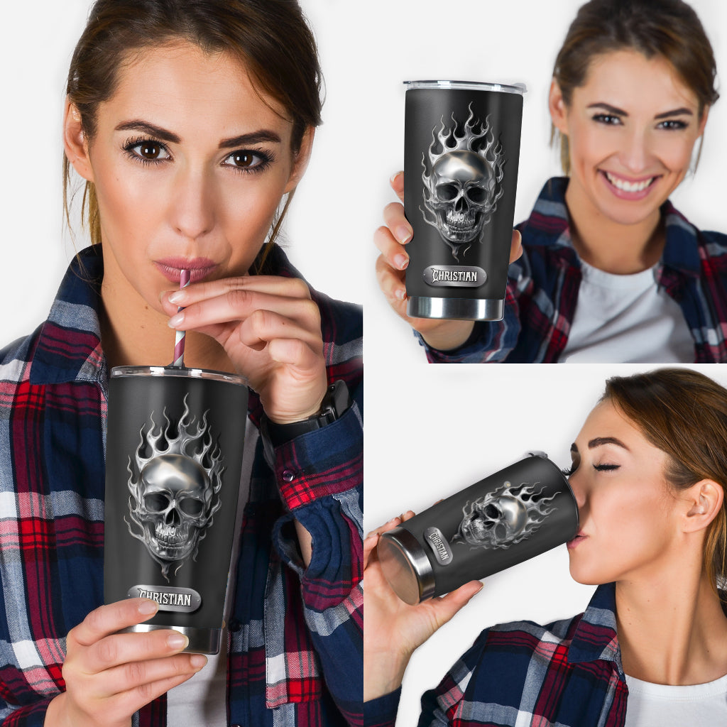 Fire Skull - Personalized Skull Tumbler