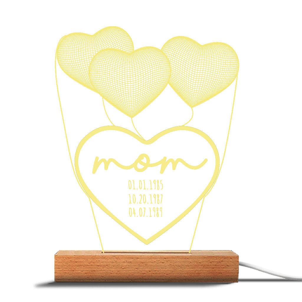 Love You Mom - Gift for mom, grandma, grandpa, husband, wife, dad - Personalized Shaped Plaque Light Base
