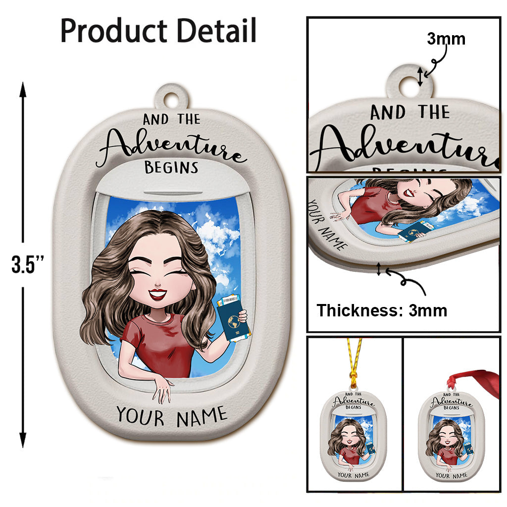 And The Adventure Begins - Personalized Christmas Travelling Ornament (Printed On Both Sides)