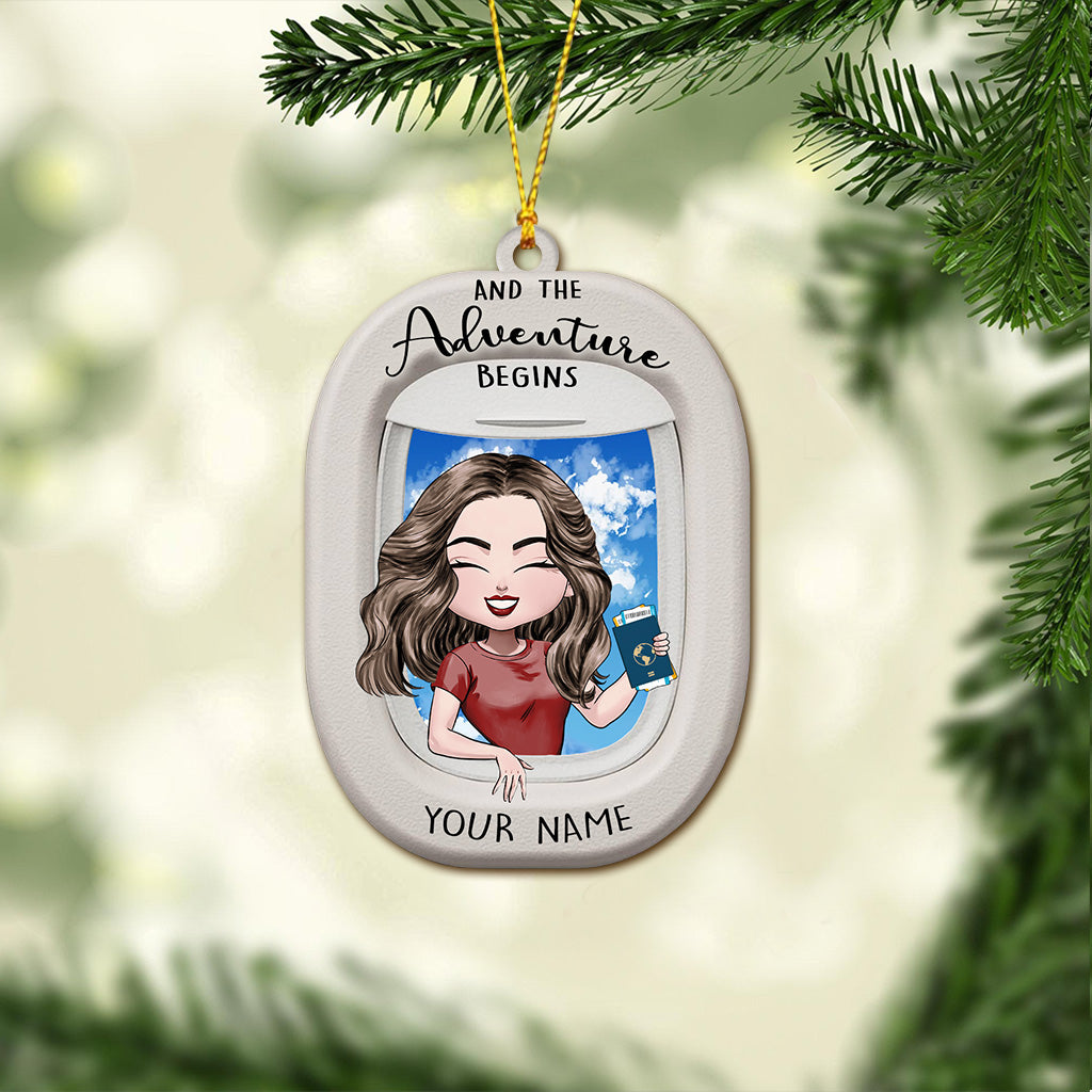 And The Adventure Begins - Personalized Christmas Travelling Ornament (Printed On Both Sides)