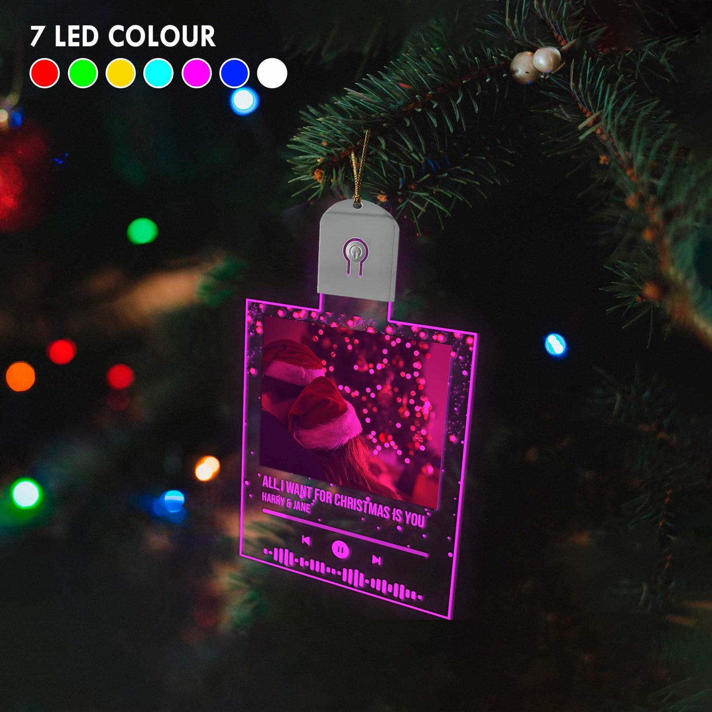 All I Want For Christmas Is You - Personalized Christmas Couple Shaped Led Acrylic Ornament