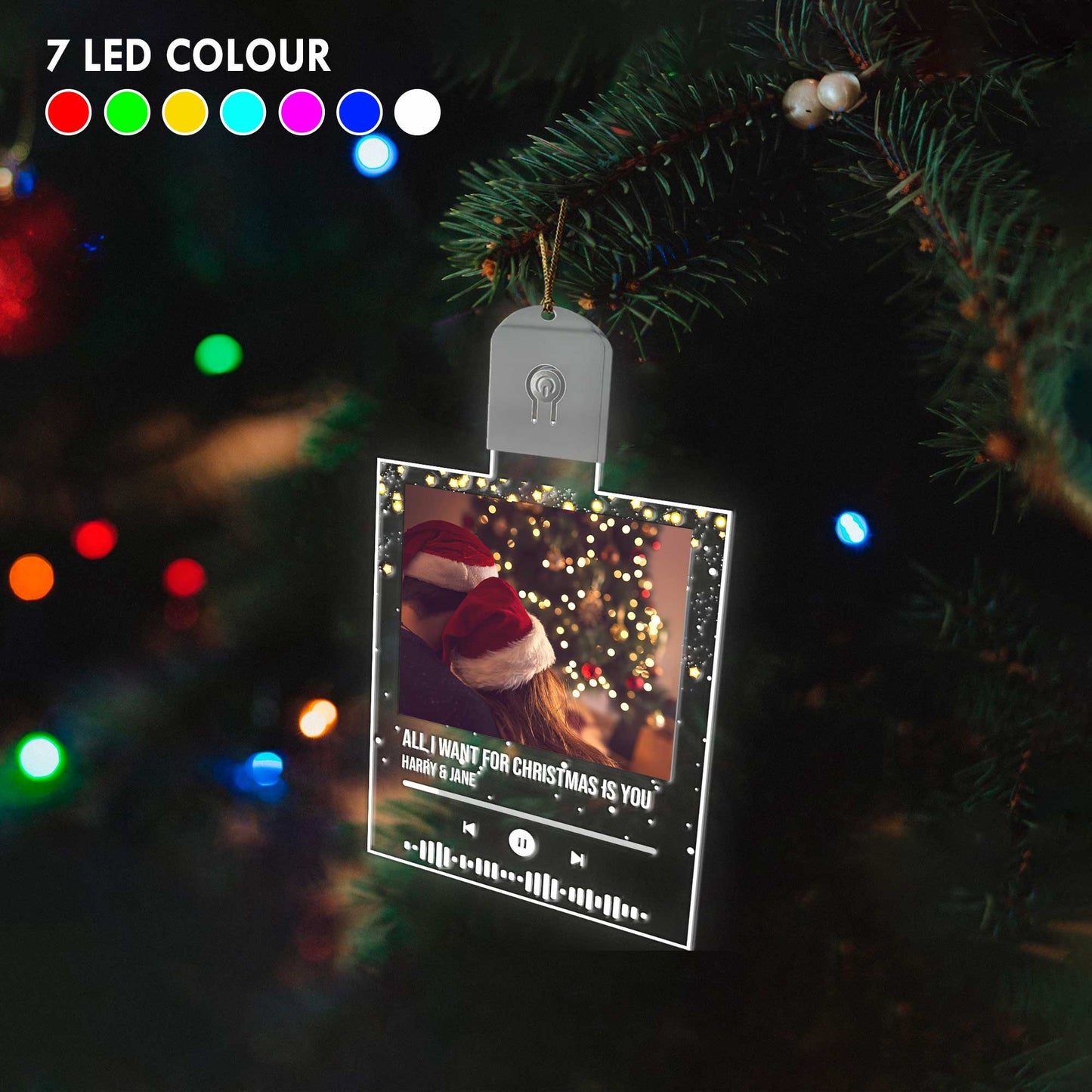 All I Want For Christmas Is You - Personalized Christmas Couple Shaped Led Acrylic Ornament