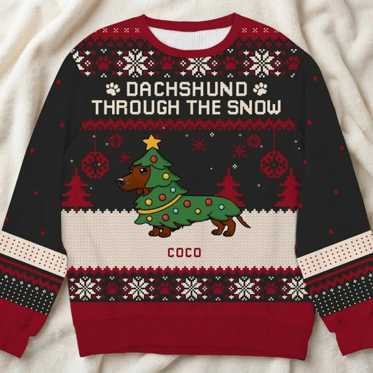 Personalized Printed Sweatshirt for Dachshund Lovers, Funny Christmas Ugly Sweater, Unique Holiday Gift