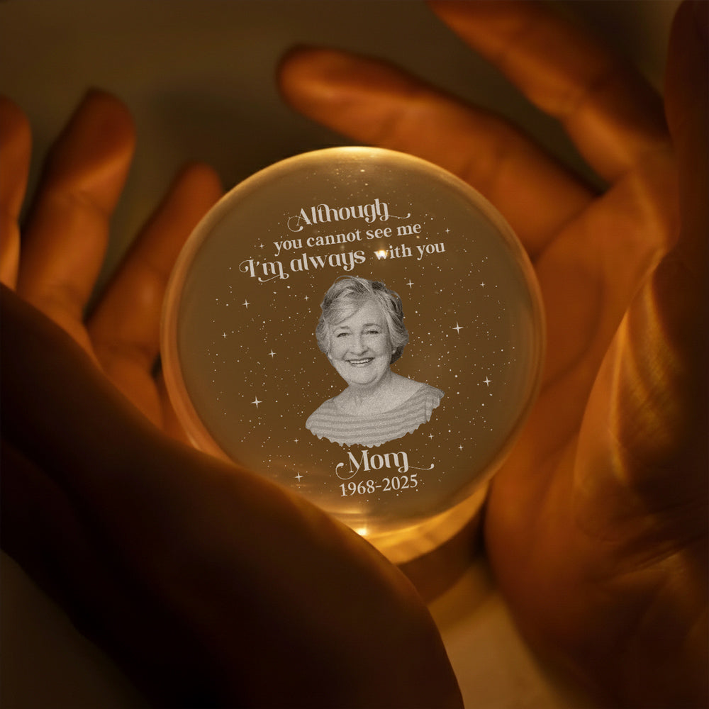 Personalized Globe Lamp Memorial Photo Gift, 'I'm Always With You' Warm Night Light for Mom Remembrance