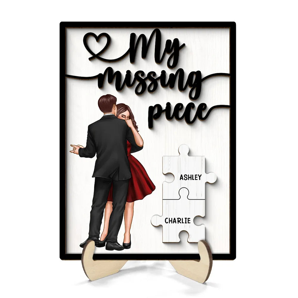 Personalized "My Missing Piece" 2 Layered Wooden Plaque – A Heartfelt Gift for Couples, A Symbol of Love and Completion, Anniversary Gift, Valentine's Day Gift For Couple