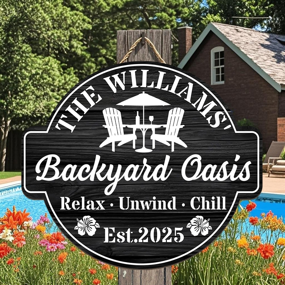 Relax Unwind Chill Backyard Bar Sign – Personalized Outdoor Family Gift for Patio Lovers