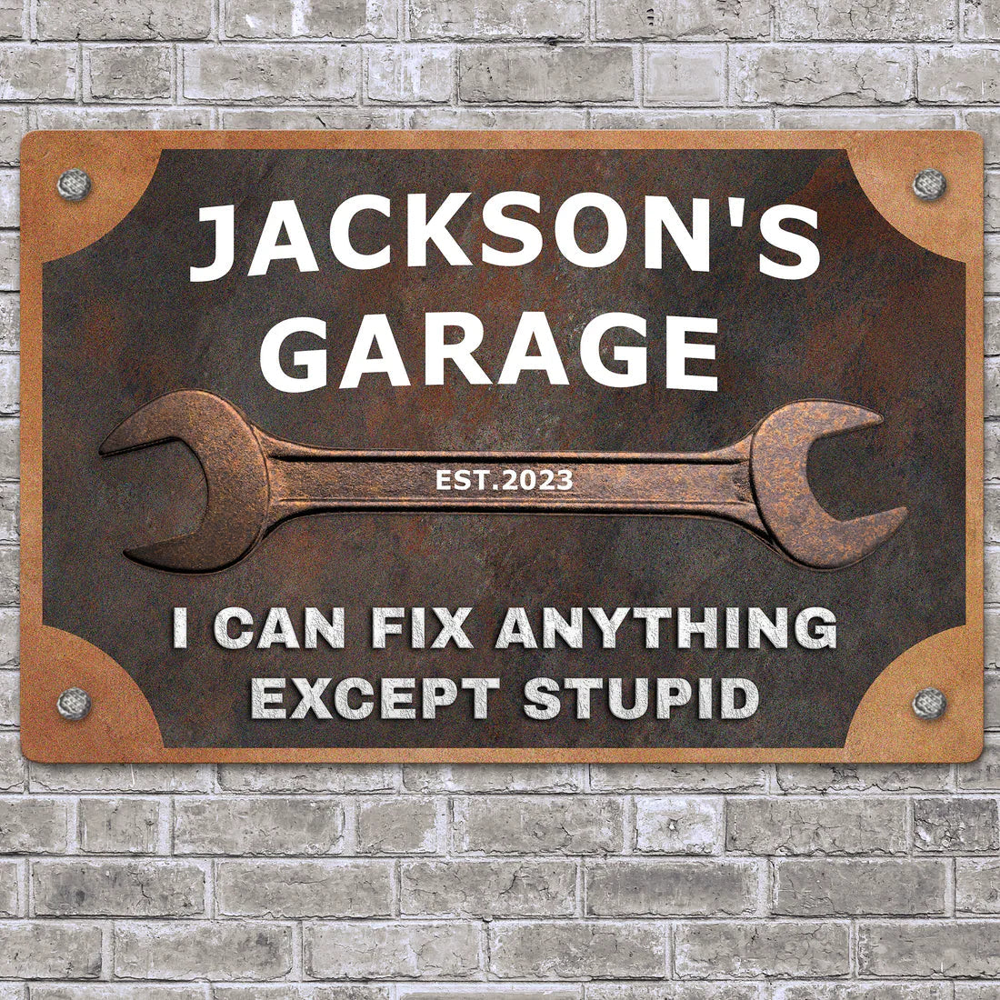 Personalized Rectangular Iron Sign for Dad's Garage, Wrench Design, Funny Quote, Unique Father's Day Gift