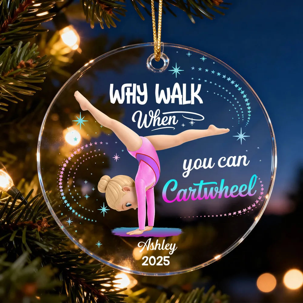 Personalized Acrylic Ornament Gymnast Cartwheel Girl Glitter Star Design Unique Gift For Daughter Or Granddaughter