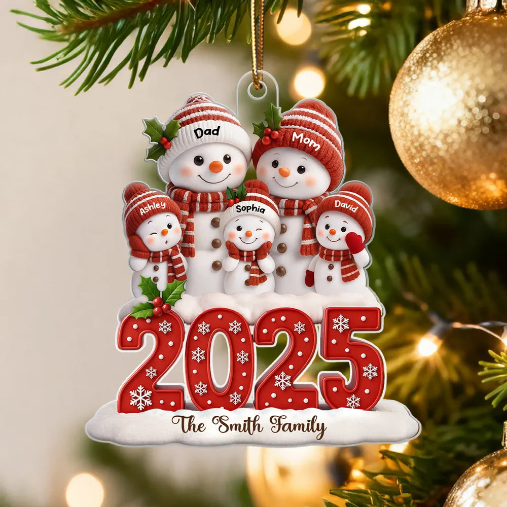 Festive Snowman Family Acrylic Ornament, Customizable Christmas Tree Keepsake, Warm Home Decor, Creative Gift for Family