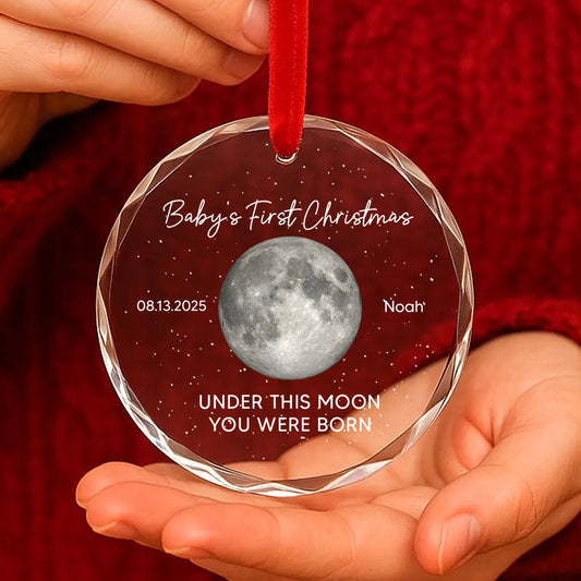 Personalized Baby's First Christmas Moon Ornament Gift