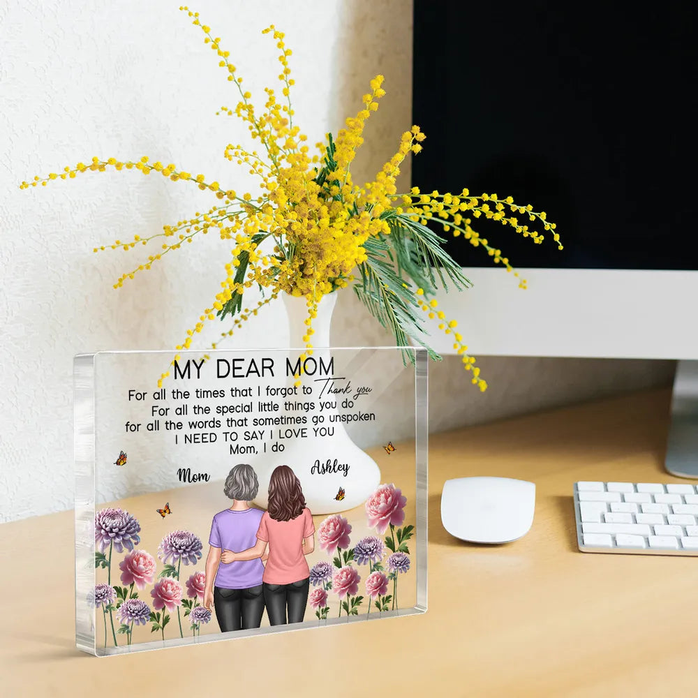 Mother-Daughter Acrylic Plaque with Flower Field Design