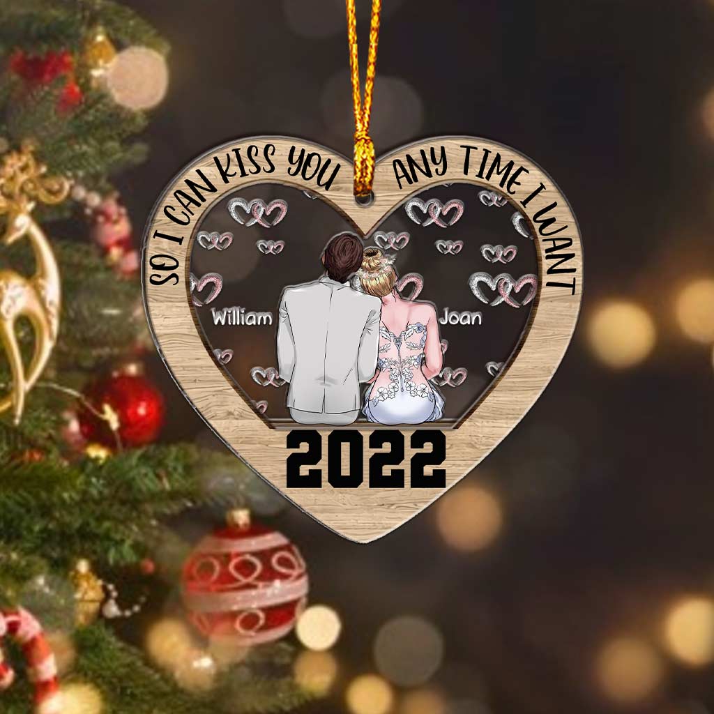 So I Can Kiss You - Personalized Christmas Couple Layers Mix Ornament