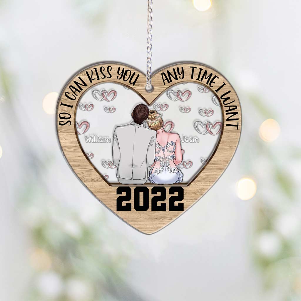 So I Can Kiss You - Personalized Christmas Couple Layers Mix Ornament