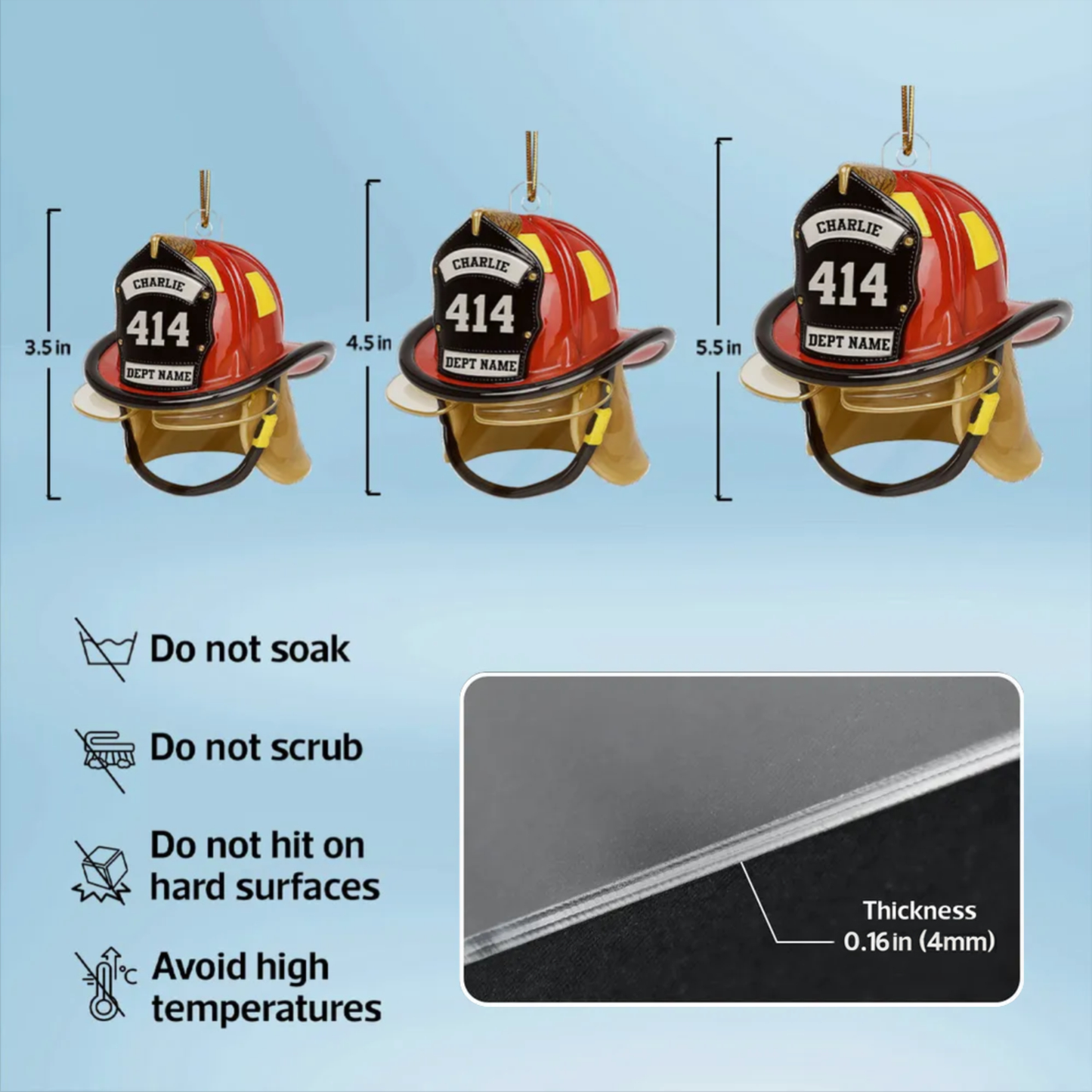 Personalized Firefighter Helmet Ornament – Custom Tribute Gift for Heroes & Families, Acrylic Christmas Decoration