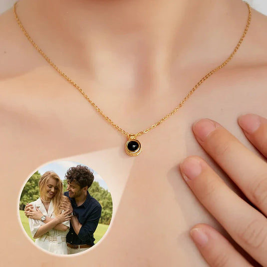 Personalized Bubble Projection Necklace with Your Photo, Romantic Couple Gift for Daily Wear and Sweet Memories