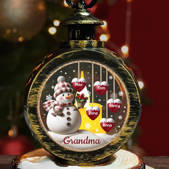 Happy Christmas Snowman with Sweet Heart Hanging - Personalized Ornament, Plaque, Sign, and Sticker - Perfect Gift