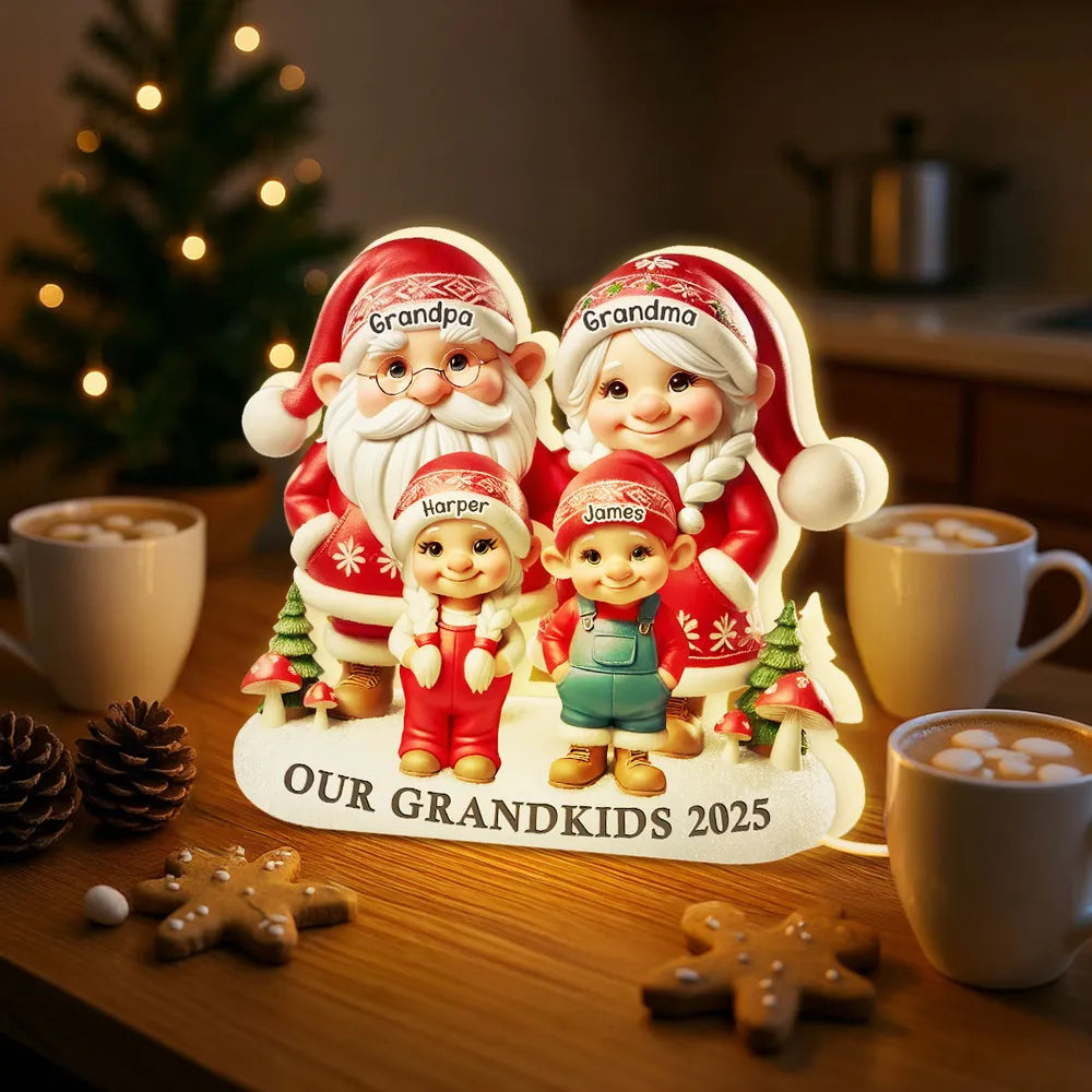 Christmas Acrylic Light Box, Custom Family Characters, Warm Glow Mantel Decor, Unique Gift for Grandma & Grandpa