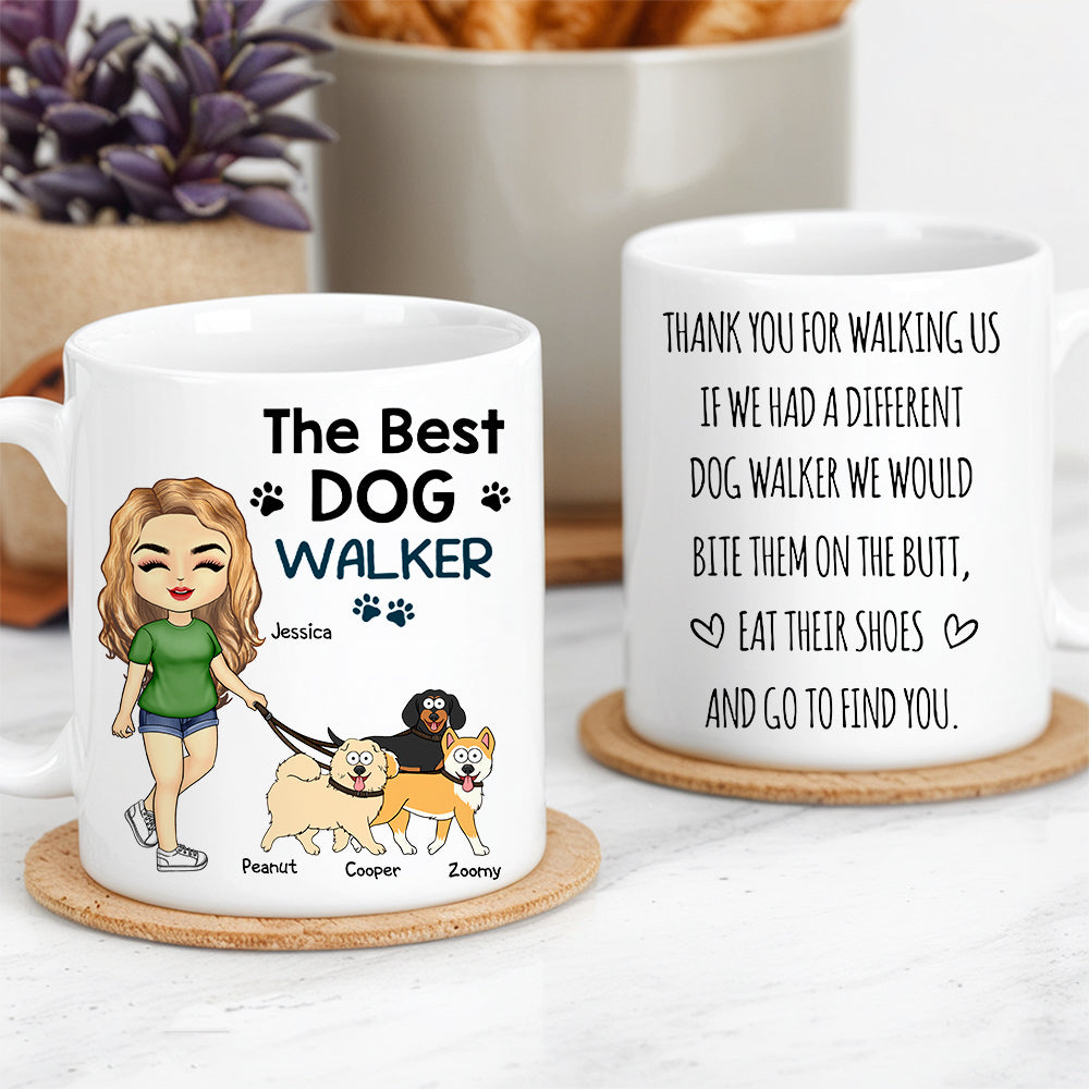 Thank You for Walking Me – Hilarious Personalized White Ceramic Mug for Dog Walkers, Customizable with Dog, Perfect Gift for Pet Lovers
