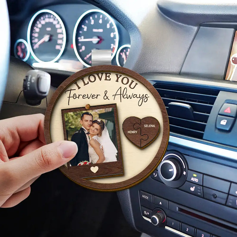 Personalized Wooden Car Visor Clip with Photo & Drive Safe I Love You Message – Custom Couple Keepsake & Unique Gift for Everyday Drives