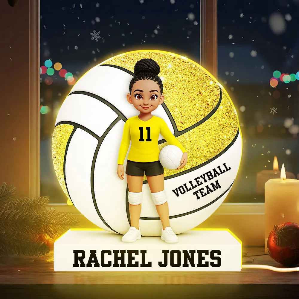 Personalized Volleyball Acrylic Light Box Lamp with Custom Player Design, Soft Warm Glow Bedroom or Bookshelf Décor, Unique Graduation Gift for Athletes