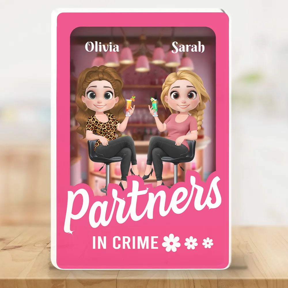Partners in Crime” - Personalized Acrylic Block, Fun Gift for Sisters and Best Friends