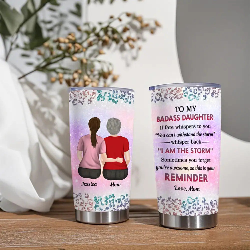 Insulated Travel Tumbler Mother and Daughter Design High Clarity Sentimental Gift Choice