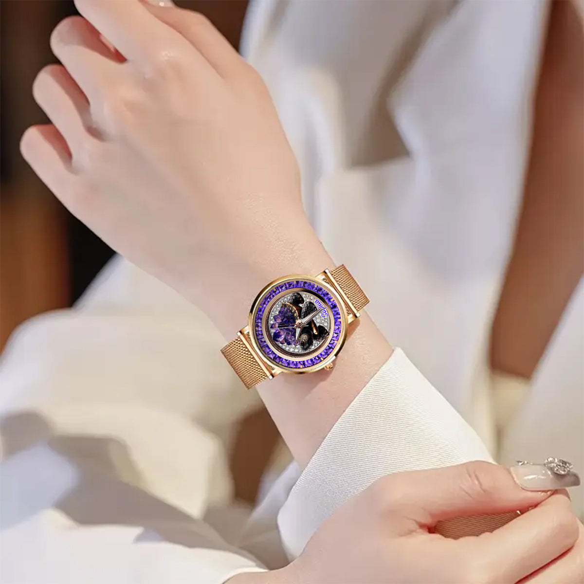 Amethyst/ Rose Quartz/ Ruby/... Style Turtle - Personalized Turtle Women Hand Watch