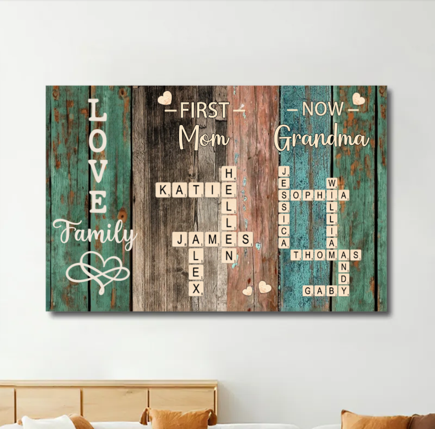 'First Mom, Now Grandma' Family Relationship Custom Canvas – A Perfect Expression of Love and Bond - Personalized Gift for Mother or Daughter