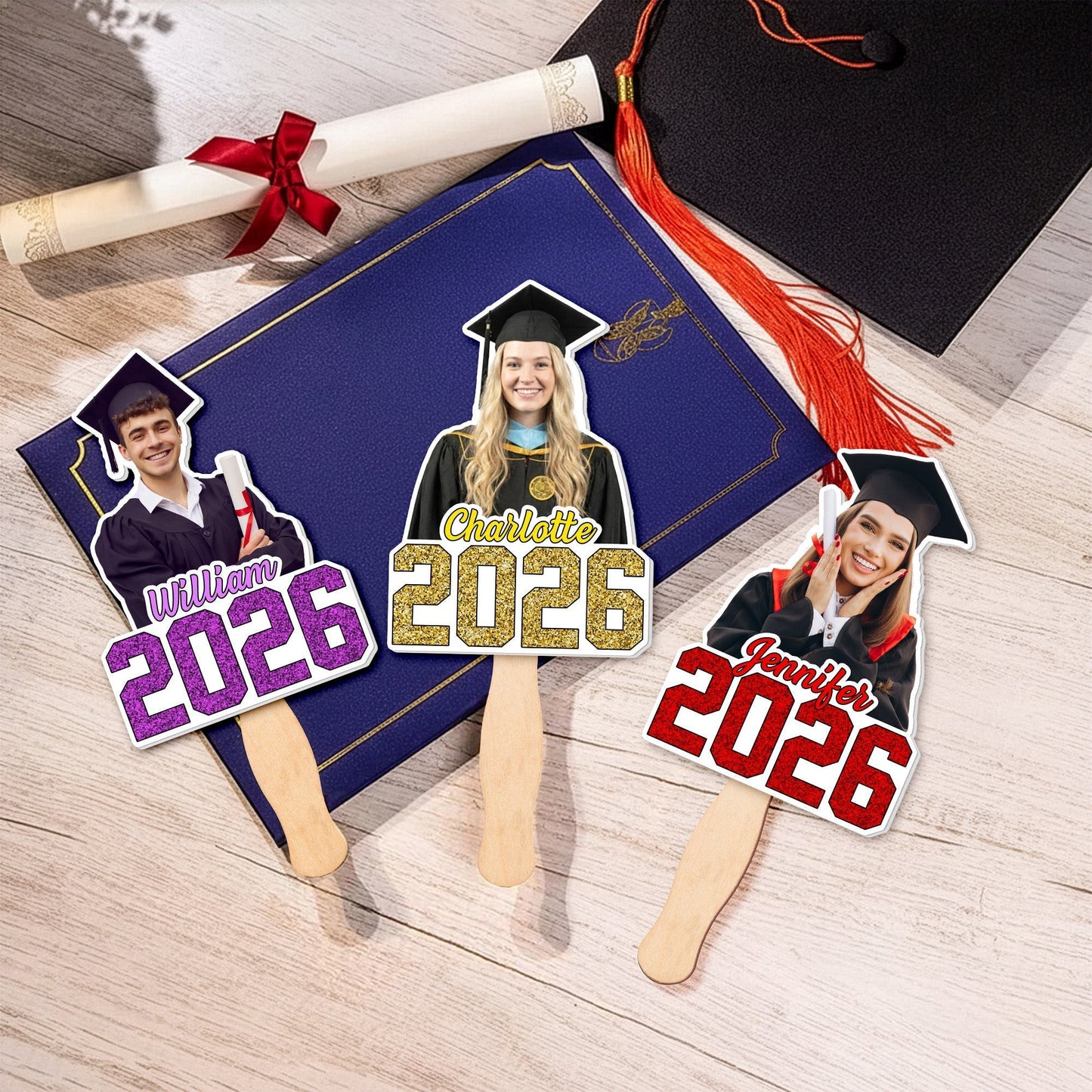 Personalized Graduation Fan with Custom Face & Name - Class Celebration Keepsake, Unique Gift for a Grad