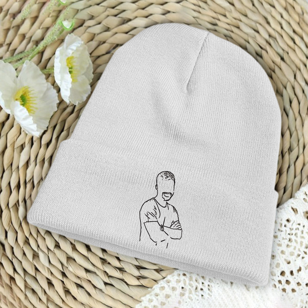 Custom Photo - Personalized grandson Embroidered Beanie