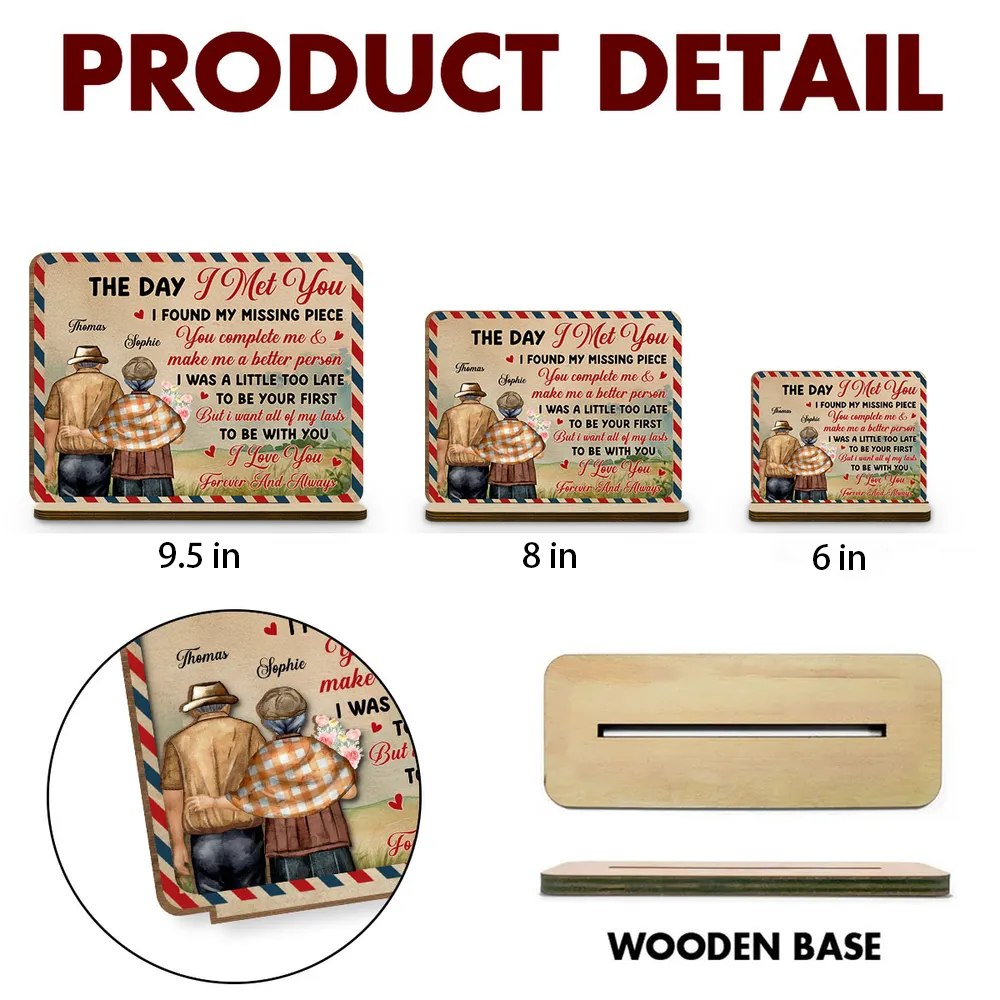 Personalized 2-Layer Wooden Plaque for Couples, Hugging Stroll Illustration, Romantic Keepsake, Unique Gift for Husband or Wife
