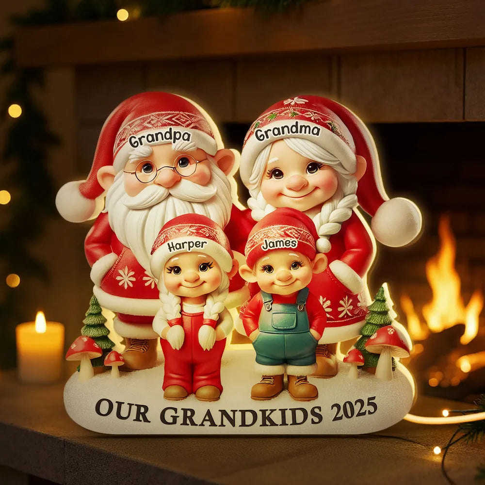 Christmas Acrylic Light Box, Custom Family Characters, Warm Glow Mantel Decor, Unique Gift for Grandma & Grandpa