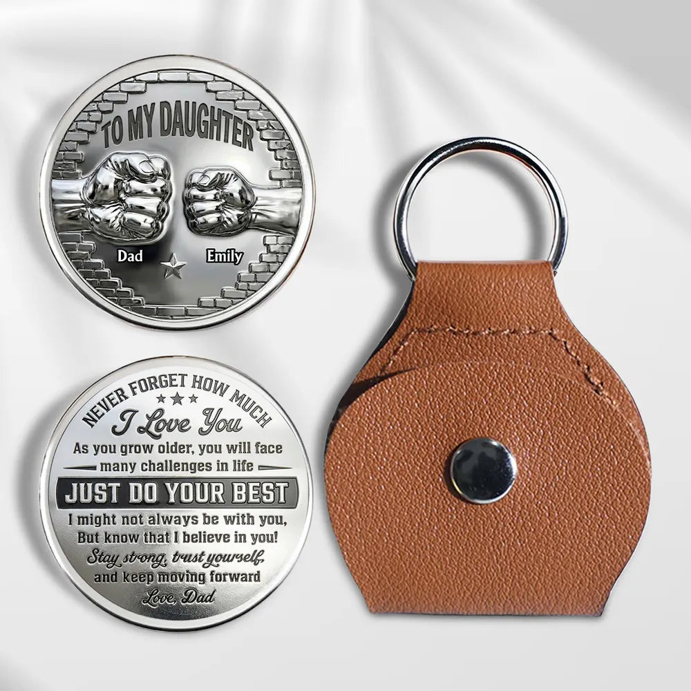 Personalized Pocket Hug Coin for Daughter, Encouraging Message Keepsake, Unique Gift From Dad for Everyday Comfort