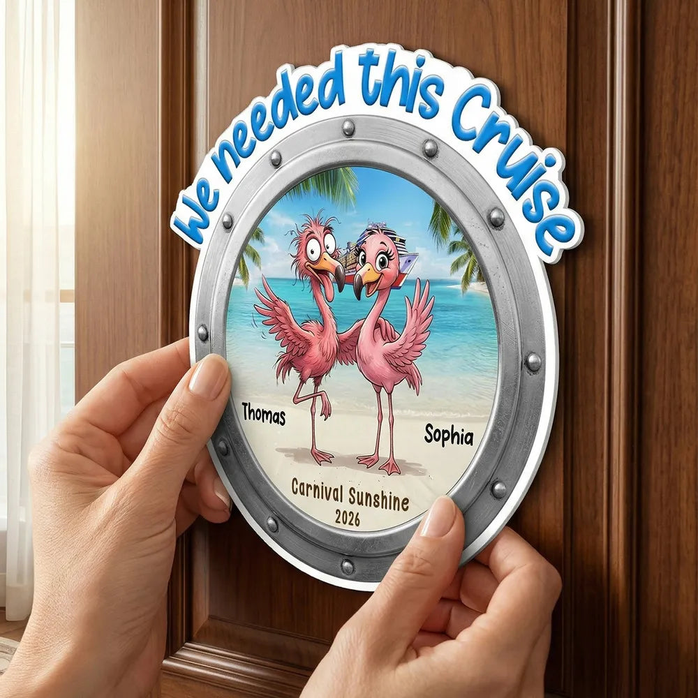 Acrylic Magnet Personalized Cruise Door Magnet with Funny Whimsical Bird Couple Ocean Scene Sweet Trip Memory Unique Gift