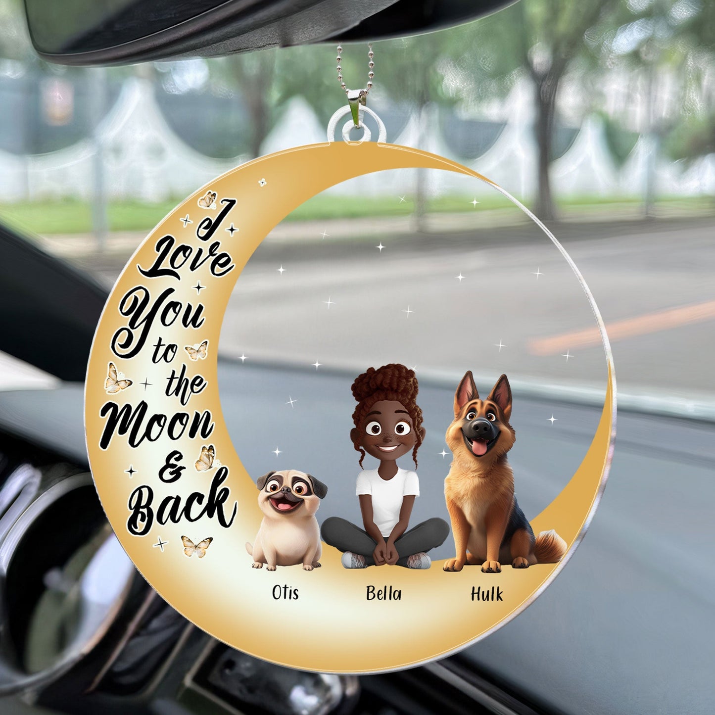 I Love You to the Moon and Back – Custom Acrylic Ornament Featuring You and Your Dog – Perfect Gift for Valentine’s Day or Pet Families