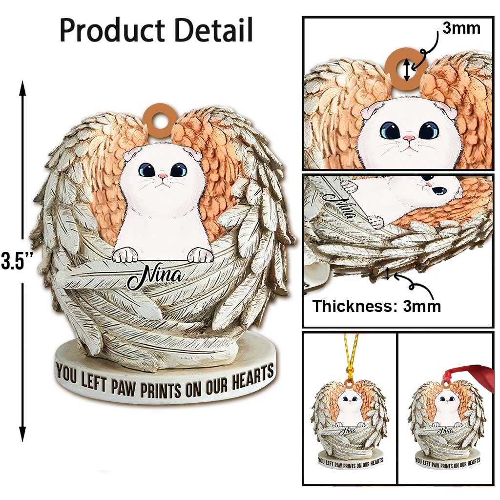 Angels Have Whiskers - Personalized Christmas Cat Ornament (Printed On Both Sides)