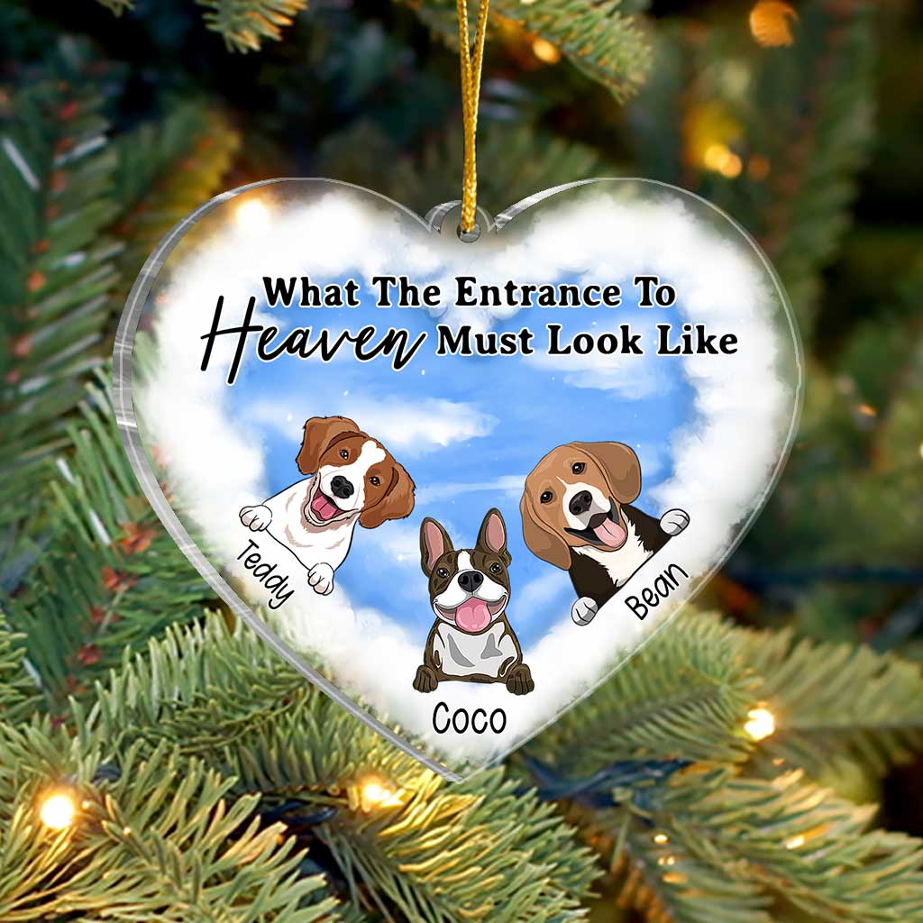 What The Entrance To Heaven Must Look Like - Personalized Christmas Dog Transparent Ornament