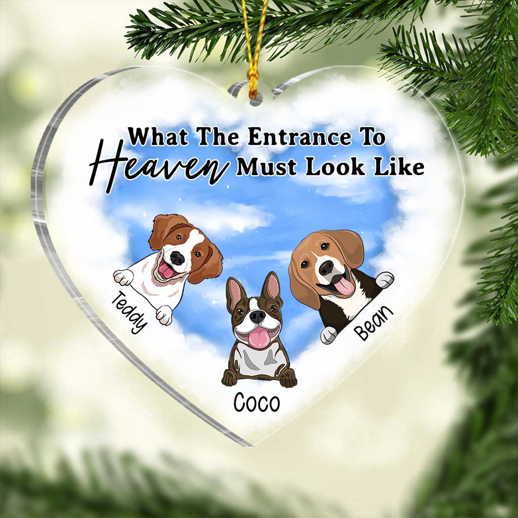 What The Entrance To Heaven Must Look Like - Personalized Christmas Dog Transparent Ornament