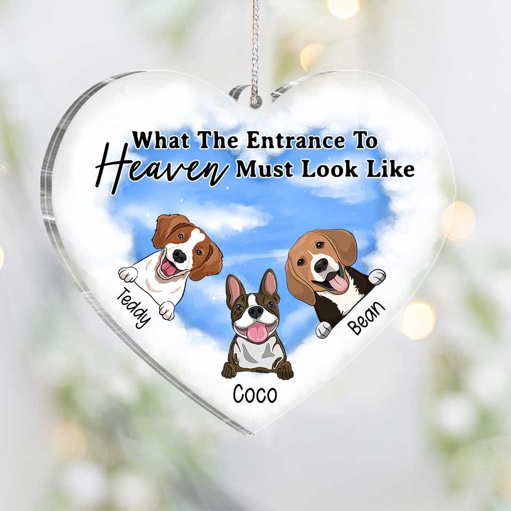 What The Entrance To Heaven Must Look Like - Personalized Christmas Dog Transparent Ornament