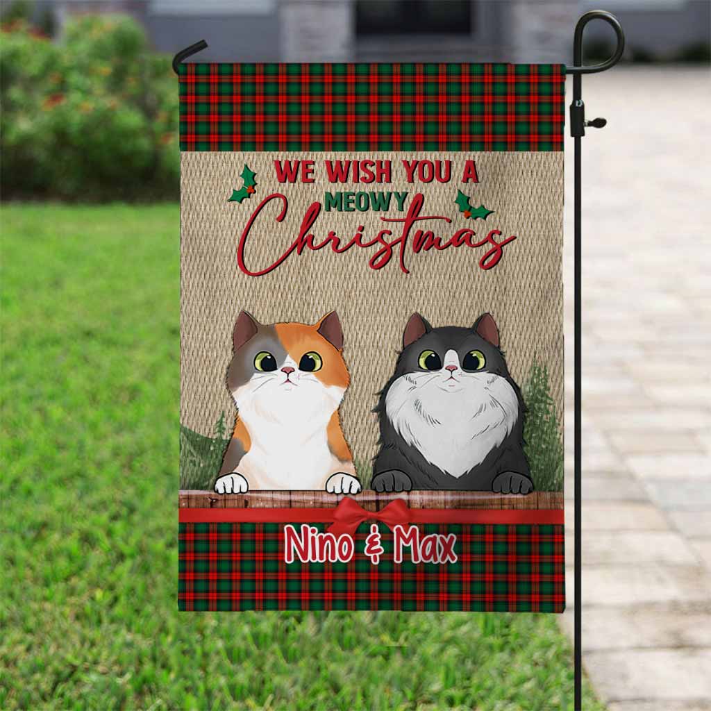 Meowy Christmas - Personalized Cat Garden Flag